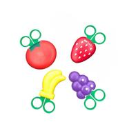 SHOWERORO Lot de 4 Ciseaux de Fruits, Ciseaux de Sécurité pour Garçon et Filles Lames en Acier Inoxydable et Ouverture Touche, Fournitures Scolaires Créatives pour École