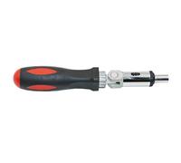SHOWERORO Manche de Tournevis 1/4 Pouce Multifonction Prise Hexagonale, Poignée Antidérapante en Plastique et Acier, Cliquet Rotatif 180° pour Usage Professionnel
