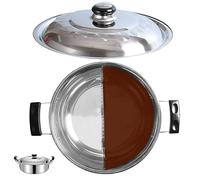 SHOWERORO Marmite en Acier Inoxydable Double Compartiment Résistante à L'usure, Ustensile Cuisine Pratique pour Fondue Chinoise et Cuisson à Domicile