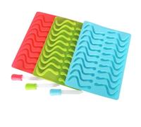 SHOWERORO Moule à Chocolat en Silicone de Ver avec Compte-gouttes, Antiadhésif Goût, Cuisson Fabrication DIY de Bonbons et Glaçons