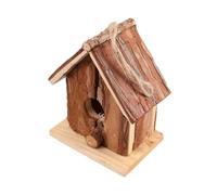 SHOWERORO Nichoir à Oiseaux en Bois Marron pour Jardin, Cabane Décorative Double Pente Adaptée aux Petits et Moyens Oiseaux, Décoration Extérieure pour Maison