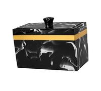 SHOWERORO Organisateur De Rangement pour Coton avec Couvercle Distributeur à Deux Compartiments Boîte Marbre pour Coton- Et Disques à Démaquiller De Stockage pour Salle De Bain Et