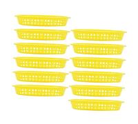 SHOWERORO Panier Alimentaire Ovale Réutilisable 12 Pièces Plastique Jaune Léger Pratique Pour Restauration Rapide Snacks Frites Fruits Buffet Ktv Corbeille Multifonctionnelle