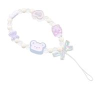 SHOWERORO Phone Beaded Wrist Strap With Heart Bear Charm Decorative Phone Bracelet Lightweight And Easy To Use Wrist Lanyard For Everyday Carry