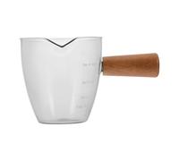 SHOWERORO Pichet à Lait Mini en Verre avec Poignée en Bois, Capacité 90ml, Facile à Saisir, Récipient de Rangement pour Barbecue ou Cour Intérieure