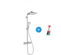 Showerpipe Crometta E 240 Colonne de douche + Douchette à main + Mitigeur + Spray nettoyant pour surfaces chromées (27271000*)