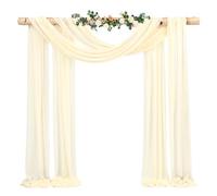Showgeous 1 Panneaux Rideaux en Mousseline de Soie pour Arche de Mariage 28" x20ft Beige Tissu drapé Arche Rideaux en Mousseline de Soie Transparente Toile Plafond Swag décorations