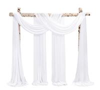 Showgeous 2 Panneaux Rideaux en Mousseline de Soie pour Arche de Mariage 28" x20ft Blanc Tissu drapé Arche Rideaux en Mousseline de Soie Transparente Toile Plafond Swag décorations