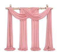 Showgeous 2 Panneaux Rideaux en Mousseline de Soie pour Arche de Mariage 28" x20ft Rose poussiéreuse Tissu drapé Arche Rideaux en Mousseline de Soie Transparente Toile Plafond Swag décorations