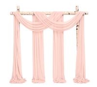 Showgeous 2 Panneaux Rideaux en Mousseline de Soie pour Arche de Mariage 28" x20ft Rougir Rose Tissu drapé Arche Rideaux en Mousseline de Soie Transparente Toile Plafond Swag décorations