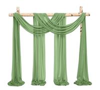 Showgeous 2 Panneaux Rideaux en Mousseline de Soie pour Arche de Mariage 28" x20ft Salbeigrün Tissu drapé Arche Rideaux en Mousseline de Soie Transparente Toile Plafond Swag décorations