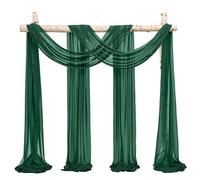 Showgeous 2 Panneaux Rideaux en Mousseline de Soie pour Arche de Mariage 28" x20ft Smaragdgrün Tissu drapé Arche Rideaux en Mousseline de Soie Transparente Toile Plafond Swag décorations