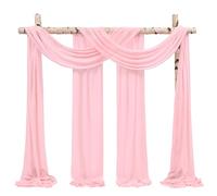 Showgeous 4 Panneaux Rideaux en Mousseline de Soie pour Arche de Mariage 28" x20ft Rose Tissu drapé Arche Rideaux en Mousseline de Soie Transparente Toile Plafond Swag décorations