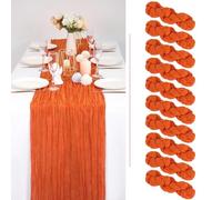 Showgeous Lot de 10 chemins de table en étamine, orange, 3 m de long, semi-transparents, style bohème ou rustique, décoration de table de mariage, arche, drapage, fête prénuptiale, fête de vacances