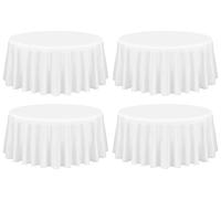 Showgeous Lot de 4 Nappes Rondes en Tissu Polyester Lavable - Blanc, 305cm - Pour Mariage, Banquet, Restaurant et Buffet