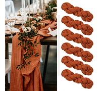 Showgeous Lot de 6 chemins de Table en étamine Chemin de Table en Gaze 300 cm de Long Chemin de Table Semi-Transparent décor de Table de Mariage Boho pour fête drapée en Arc (Terre Cuite)