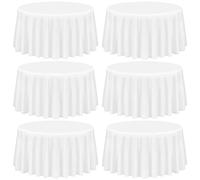 Showgeous Lot de 6 Nappe Ronde Blanche 305cm en Tissu Polyester Lavable pour Mariage, Banquet, Buffet, Restaurant