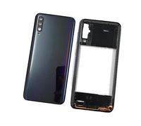 SHOWGOOD Coque arrière pour Samsung Galaxy A50 2019 A505 A505F A505DS avec cadre central et panneau de batterie + autocollant + logo (bleu)