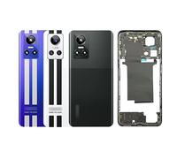 SHOWGOOD pour Realme GT Neo 3 Couvercle de batterie Panneau en verre de rechange pour porte arrière Realme GT Neo 3 Couvercle arrière (cadre central bleu)