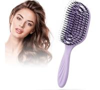 SHOWHEEL Brosse à Cheveux Poil de Sanglier, Bouclés, Démêlant, Coiffage, Sectionnement, Violet, Femme, Femmes, Cheveux épais, bouclés, mouillés