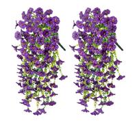 SHOWHEEL Lot de 2 Fleurs artificielles à Suspendre - Pétunia en Soie - Pétunia Artificiel - Plantes suspendues - pour extérieur, Maison, Jardin, Balcon