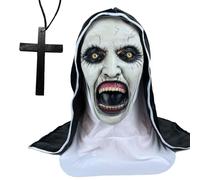 SHOWHEEL Masque de Nonne Effrayant en Latex avec Croix - Déguisement Halloween pour Fêtes Costumées