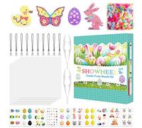 SHOWHEEL Perles à Repasser Pâques,2900 Perles 5mm 9 Couleurs avec Plaques,Repasser Hama,Repasser Carrées,Panneaux Transparents,Convient aux adultes