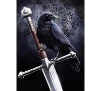 Showker DIY Broderie Diamant Kit Complet Corbeau épée, 5D Diamond Painting Complet Animal Rond Point De Croix Broderie Décoration Chambre Bureau Murale À La Maisonr 30x40cm