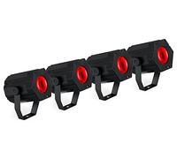 Showlite BL-8 USB-Burst Partylight 4x Set - petits projecteurs d'effets pour fête, bar et DJs mobiles - alimentation via adaptateur USB - avec microphone pour contrôle musical - boîtier en plastique