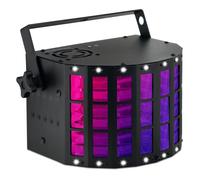 Showlite DS-3 Effet Hybride Derby/Strobe, 4 LEDs RGBW de 3 watts chacune | Effet lumineux coloré et dynamique pour salle de fête et DJs mobiles, Effet hybride combinant Derby et Strobe, Auto, Poids: 1