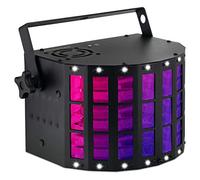Showlite DS-3 Effet Hybride Derby/Strobe, 4 LEDs RGBW de 3 watts chacune | Effet lumineux coloré et dynamique pour salle de fête et DJs mobiles, Effet hybride combinant Derby et Strobe, Auto, Poids: 1
