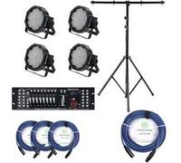 Projecteurs Showlite FLP-144 Set de 4 incl. Showlite Master Pro USB | Nombre de LED: 144 x LED 10 mm, Mélange de couleurs: 144 LED/RGB mixing, Alimentation: 90-240V - 50/60Hz, Power In/Out, 5 kg