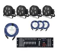 Showlite FLP-5x9W projecteur 4 x set, y compris le contrôleur DMX Master pro + statif + câble G