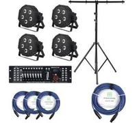 Showlite FLP-5x9W projecteur 4 x set, y compris le contrôleur DMX Master pro USB + statif + câble