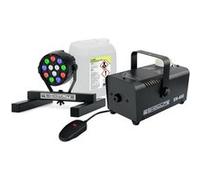 Showlite SN-400 Kit Machine à fumée avec lumiéres spot LED colorées RGBW Set XL 5 L liquide