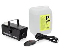 Showlite SN-400 Machine à fumée kit de fluide avec télécommande (seulement 3 minutes de préchauffage) - Effet de brouillard adapté aux discothèques - 5 litres de liquide à fumée inclus - Noir