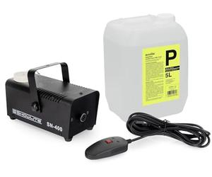 Showlite SN-400 Machine à fumée kit de fluide avec télécommande (seulement 3 minutes de préchauffage) - Effet de brouillard adapté aux discothèques - 5 litres de liquide à fumée inclus - Noir