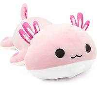 shownicer Animaux en Peluche Axolotl Oreiller en Peluche Kawaii Axolotl Peluche Géante, Jouet Animal Poupée Coussin Peluche Cadeau pour Enfants Filles 3+ Ans (Blanc et Rose, 33cm)