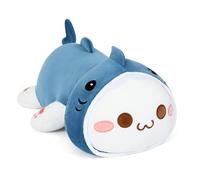 shownicer Animaux en Peluche Chat Oreiller en Peluche Kawaii Chat Peluche Jouet Animal Poupée Coussin Peluche Cadeau pour Enfants Filles 3+ Ans (Chat Requin Bleu, 30cm)