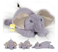shownicer Animaux lestés - Éléphant - 2,2 kg - Peluche lestée - Grande peluche XXL - Éléphant - Coussin en peluche - Cadeau pour adultes et enfants de 3 ans et plus (éléphant, 65 cm)