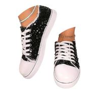 shownicer Basket Basse Femme Paillettes Chaussures Mode Et Sport Décontractées Plat Sneakers A Noir 42