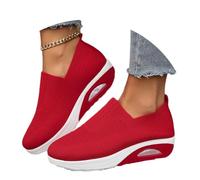 shownicer Basket Femme D'été Baskets À Enfiler en Mesh Sneaker Chaussures Orthopédiques Légères Chaussures De Course Marche À Plateforme Souple Casual Sneakers B Rouge 39