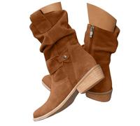 shownicer Bottes et Bottines Femme Bout Rond Courtes Bottes | Cowboy Boots,Avec Fermeture éclair,Chaussures, Talon Bloc,Confortables,Automne Hiver,Casual