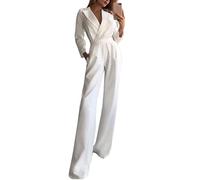 shownicer Combinaison Femmes Jumpsuit Manches Courtes Col Rond Couleur Unie Barboteuse Jumpsuit D'été Chic Élégant Loose Pantalon Loose Casual Combishort