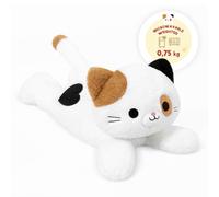 shownicer Coussin Chauffant en Peluche Chat 0,75 kg - Doudou Chauffant au Micro-Ondes - Cadeau pour Adultes et Enfants de 3 Ans et Plus (40 cm, Blanc)