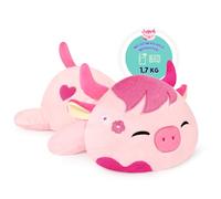shownicer Coussin chauffant en peluche vache 1,7 kg - Peluche chauffante au micro-ondes - Jouet lesté - Cadeau pour adultes et enfants de 3 ans et plus - Rose - 50 cm
