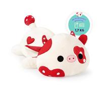 shownicer Coussin chauffant en peluche vache 1,7 kg - Peluche chauffante au micro-ondes - Jouet lesté - Cadeau pour adultes et enfants de 3 ans et plus (rouge, 50 cm)