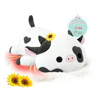 shownicer Coussin chauffant en peluche vache - Chauffant au micro-ondes - Cadeau pour adultes et enfants de 3 ans et plus (50 cm, 1,7 kg)