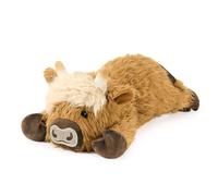 shownicer Coussin chauffant en peluche vache des hautes terres (marron jaune, 50 cm)