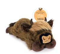 shownicer Coussin chauffant en peluche vache des Highlands, 1,7 kg, doudou chauffant, au micro-ondes, animal lesté, cadeau pour adultes, enfants de 3 ans et plus, marron, 50 cm